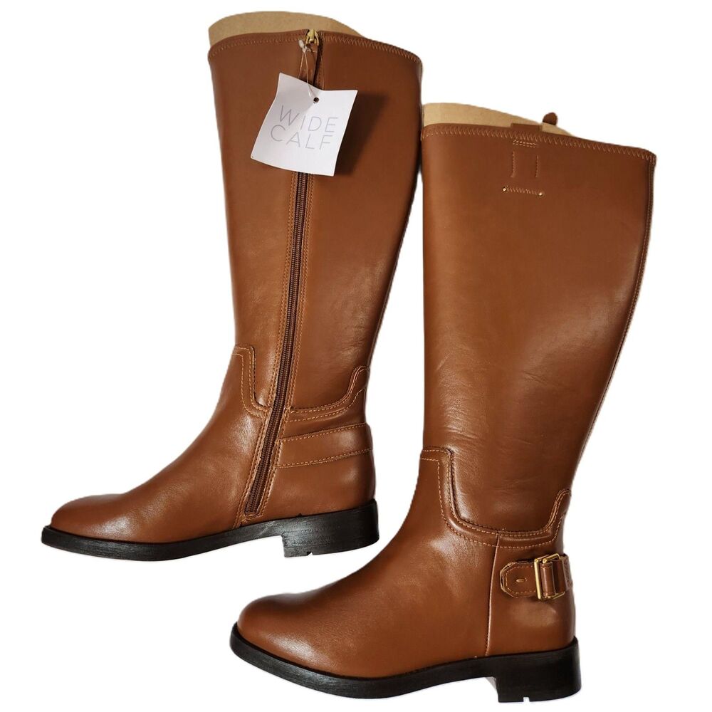 Franco Sarto Stretch Knee‑High Wide Calf Boots Women’s Size 6 Cognac